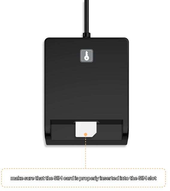 Gently insert the SIM card into the SIM slot of the Cryptnox Contact Reader