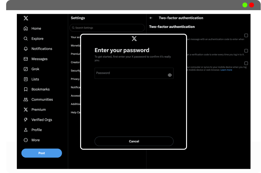 Passkey on X account​