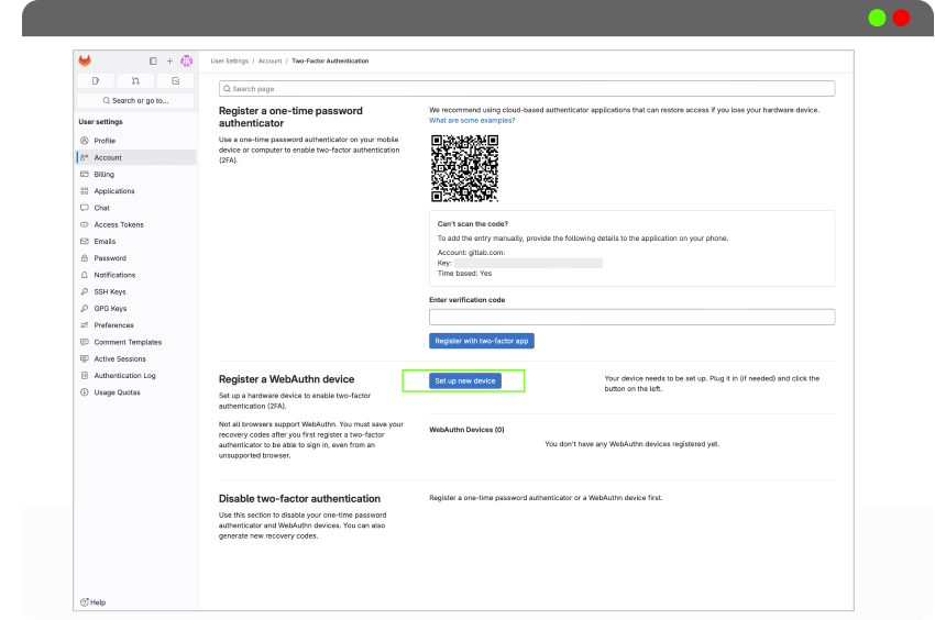 Cryptnox FIDO2 card for Gitlab account