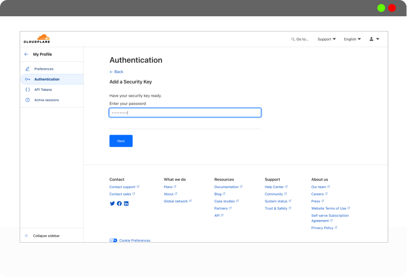 Cryptnox FIDO2 card for Cloudflare account