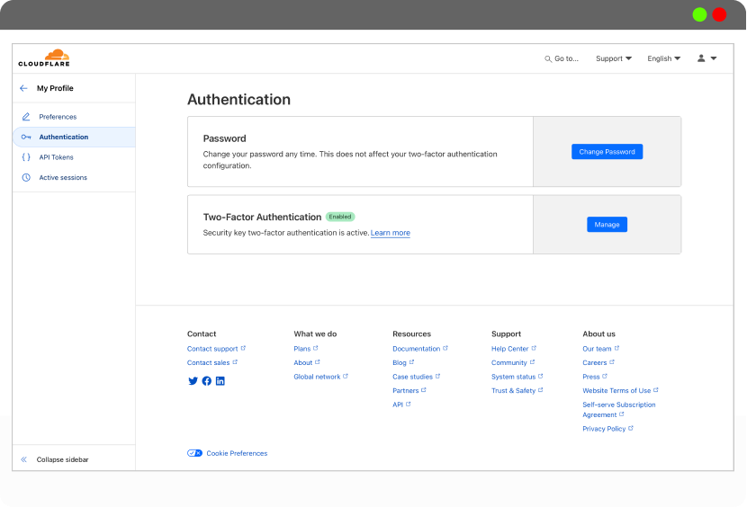 Cryptnox FIDO2 card for Cloudflare account