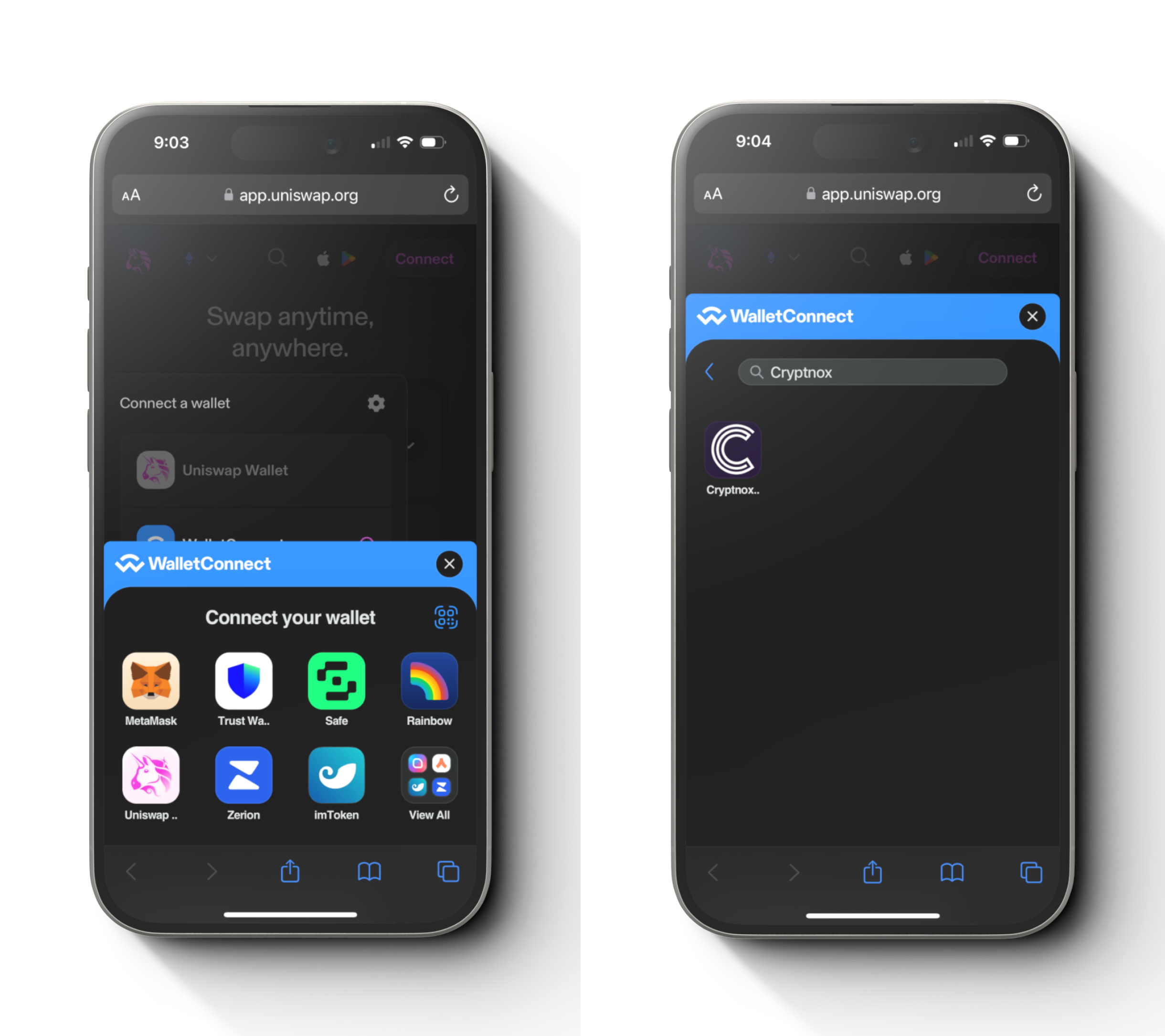 How to Use WalletConnect with Cryptnox on Mobile Browser