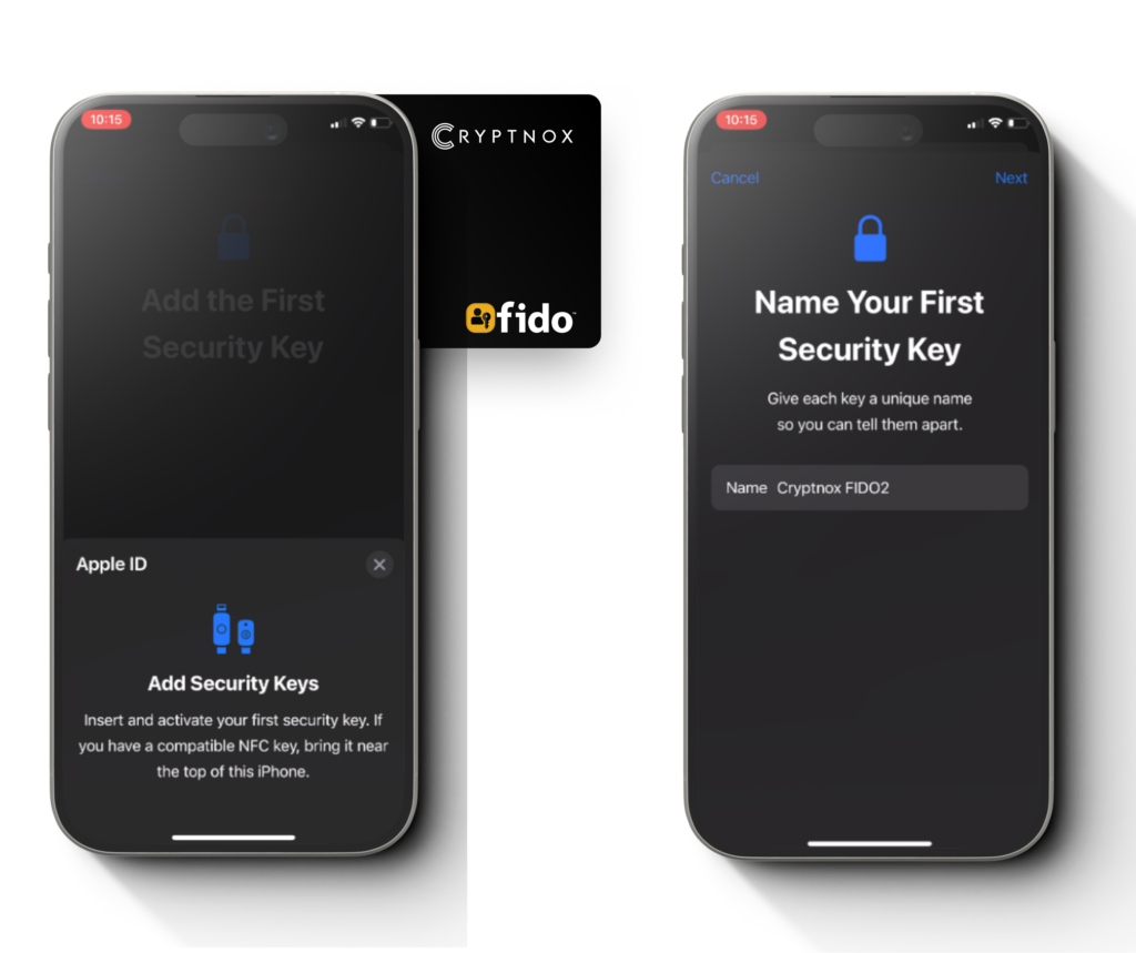 Step 22 continue screen for passkey on iPhone security key setup