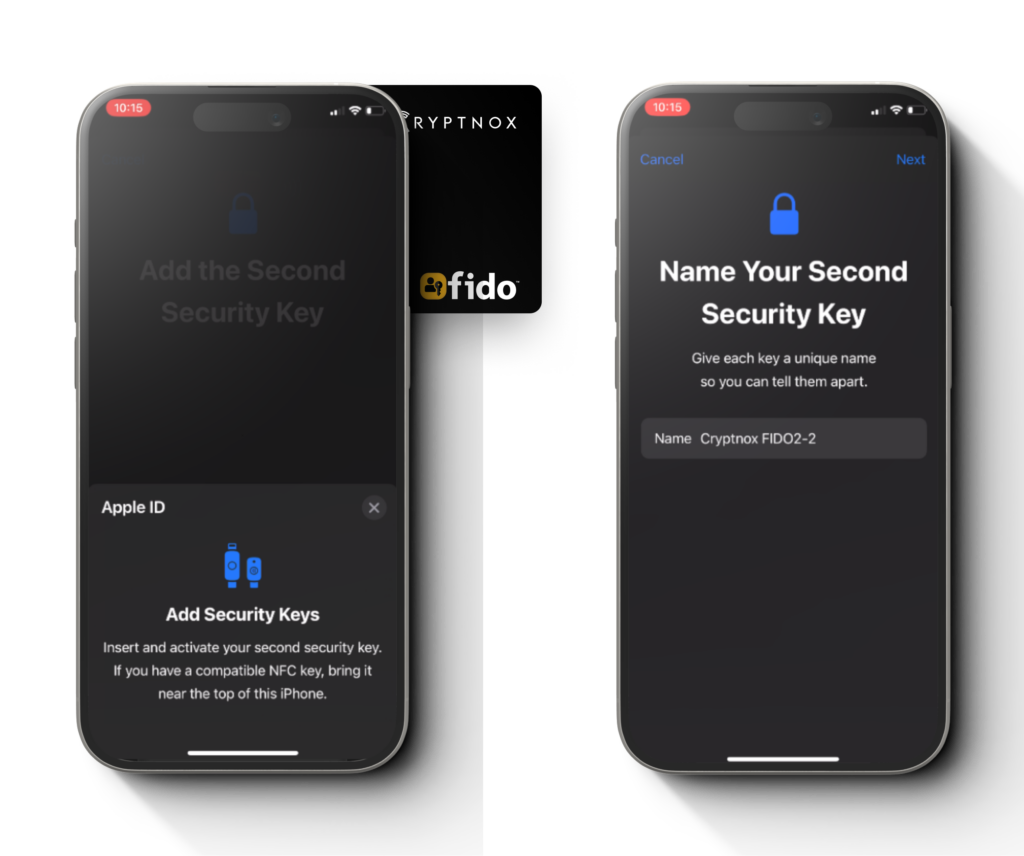 Step 23 add first security key card for passkey on iPhone setup