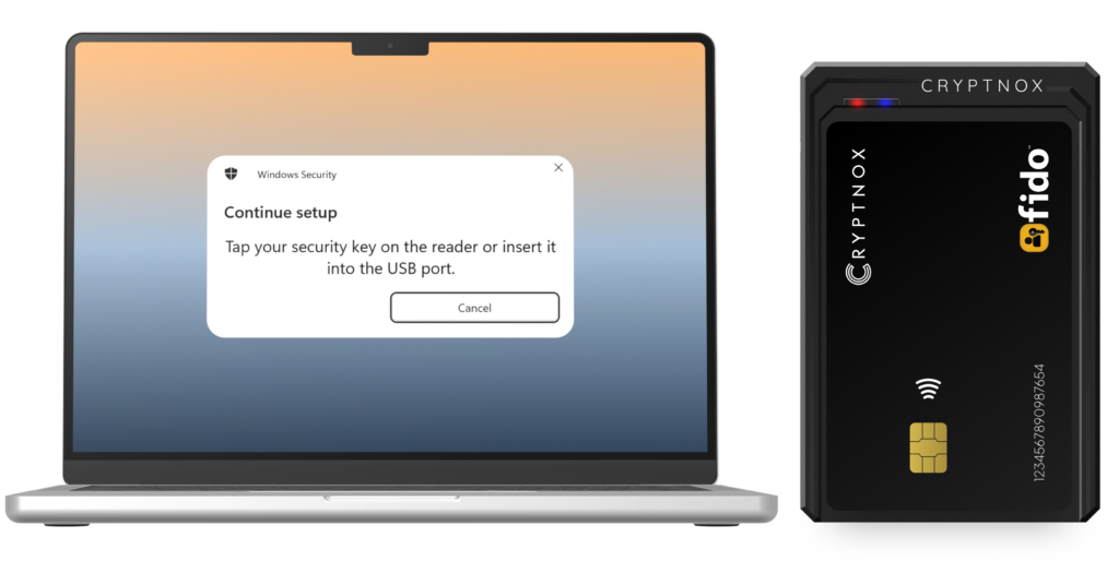 Step 13: Windows authentication prompt graphic for FIDO2 card for Windows setup