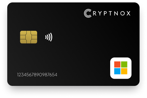 Cryptnox black smart card with contactless chip and Microsoft
