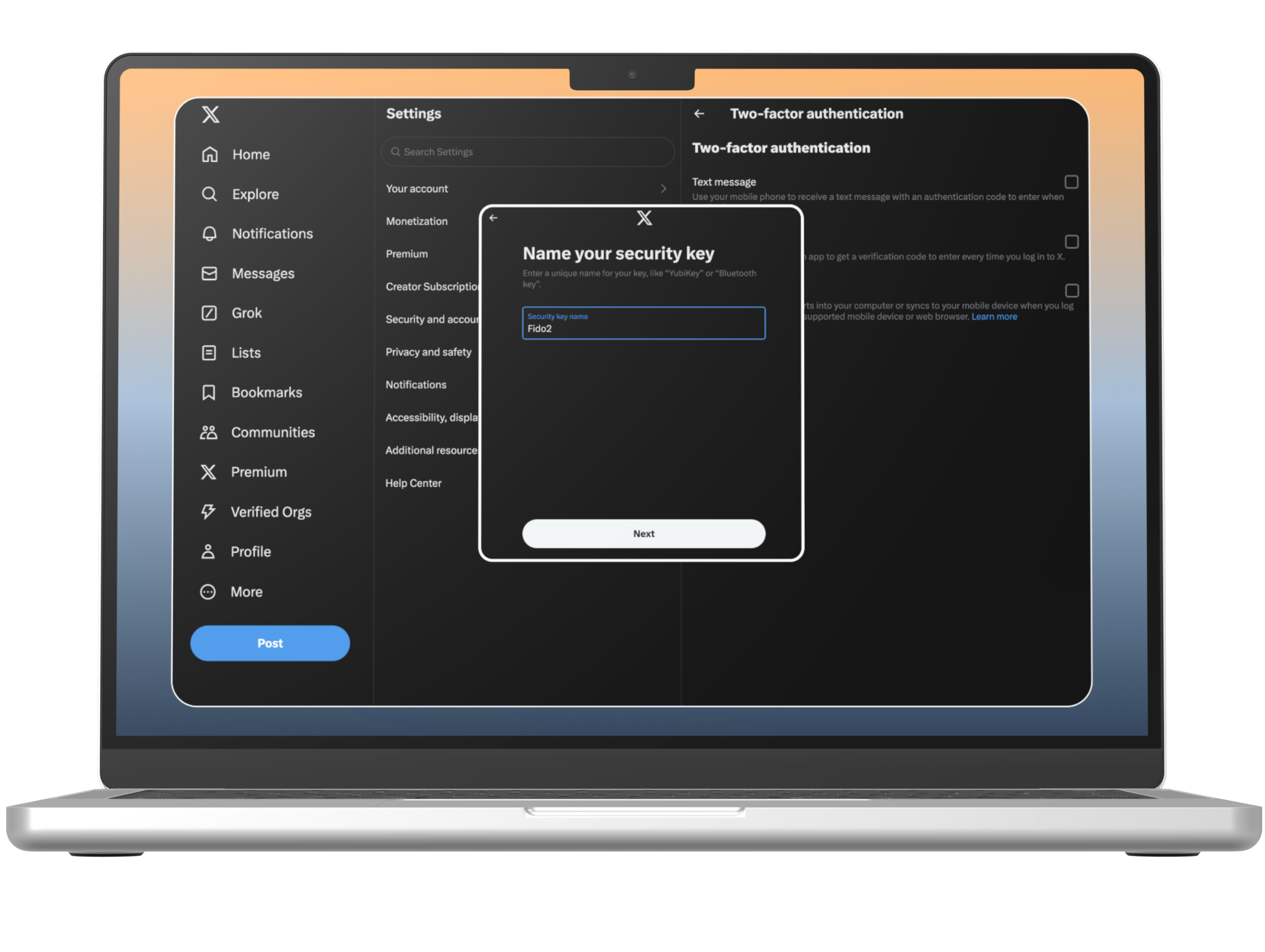 Step 20 continues through the prompt to set a passkey on X account.
