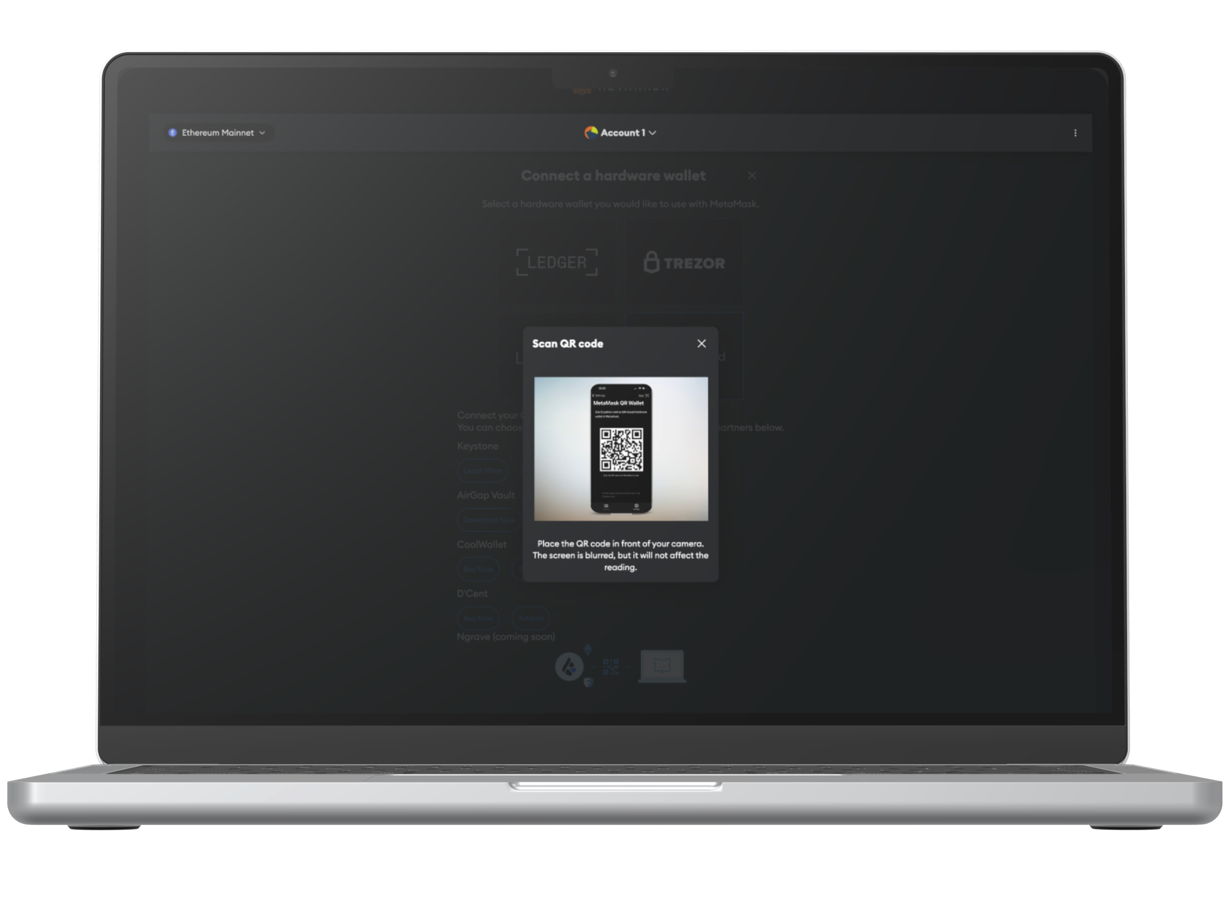 Step 27 pairing screen for connect your card to Metamask on mobile
