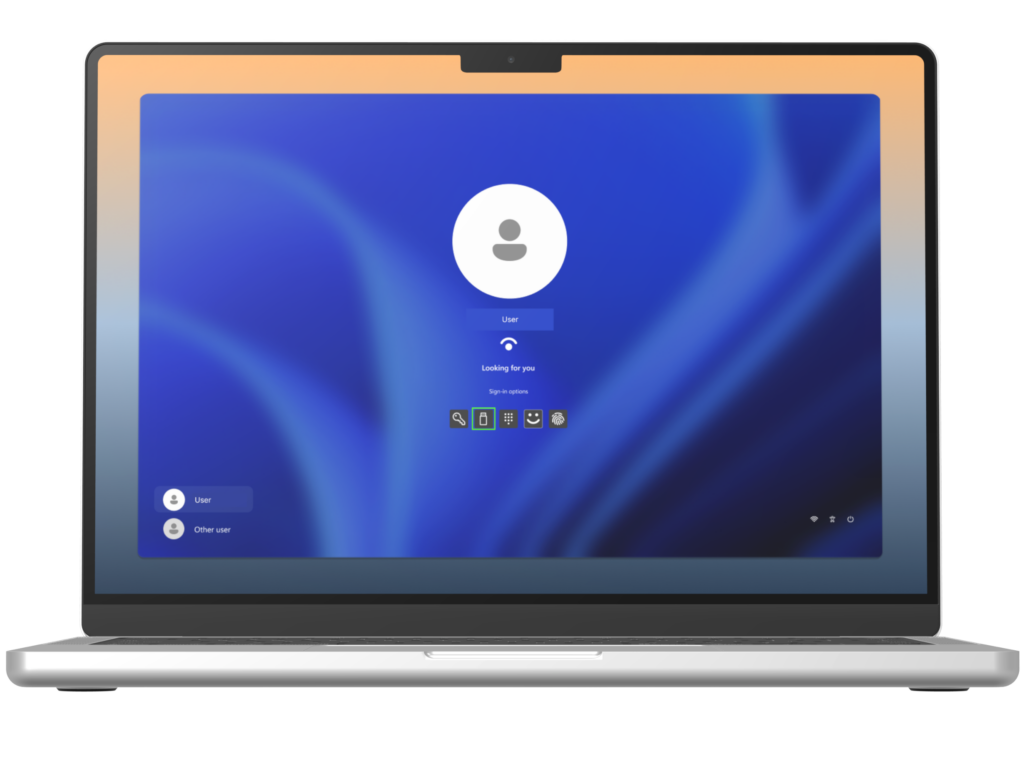 Step 18: security key card placement graphic for FIDO2 card for Windows setup