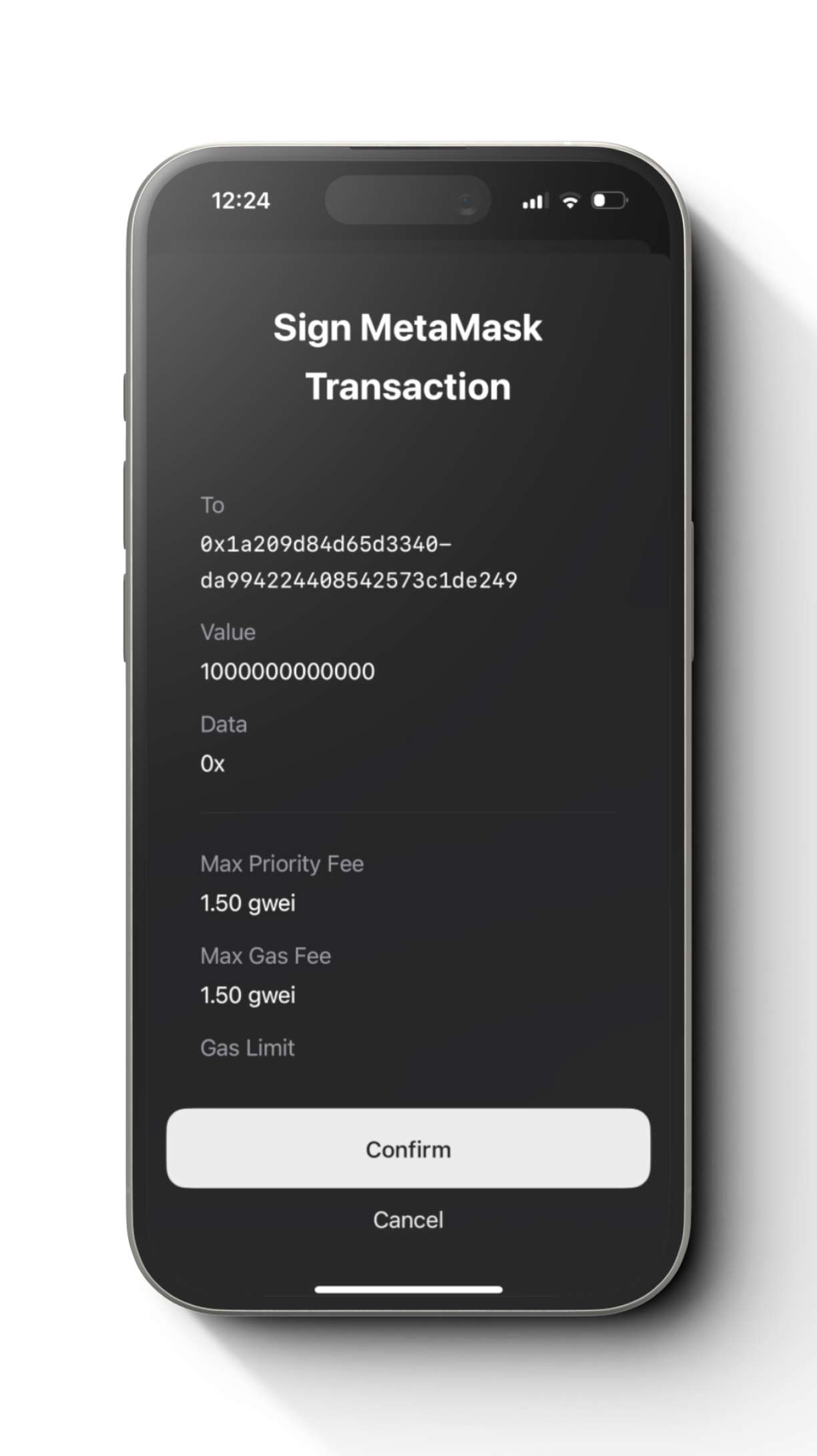 MetaMask transaction signing details