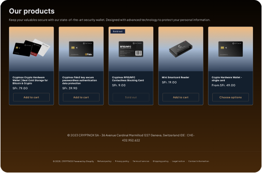 Cryptnox product catalog