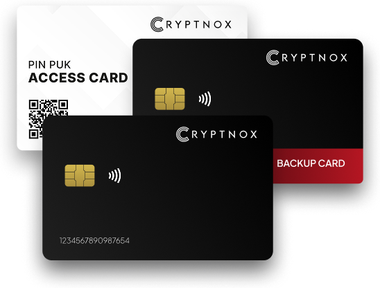 Cryptnox access, primary, and backup security cards