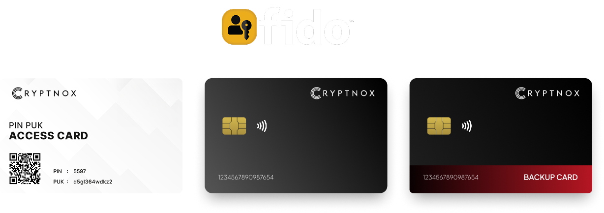 Cryptnox FIDO access, primary, and backup cards