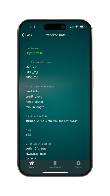 How to retrieve the data from FIDO2 card​2