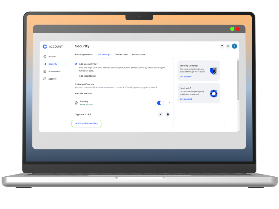How to setup Cryptnox FIDO2 card for Coinbase1