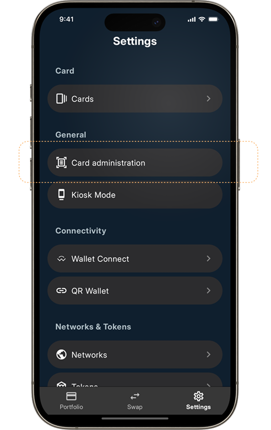 Select Card administration