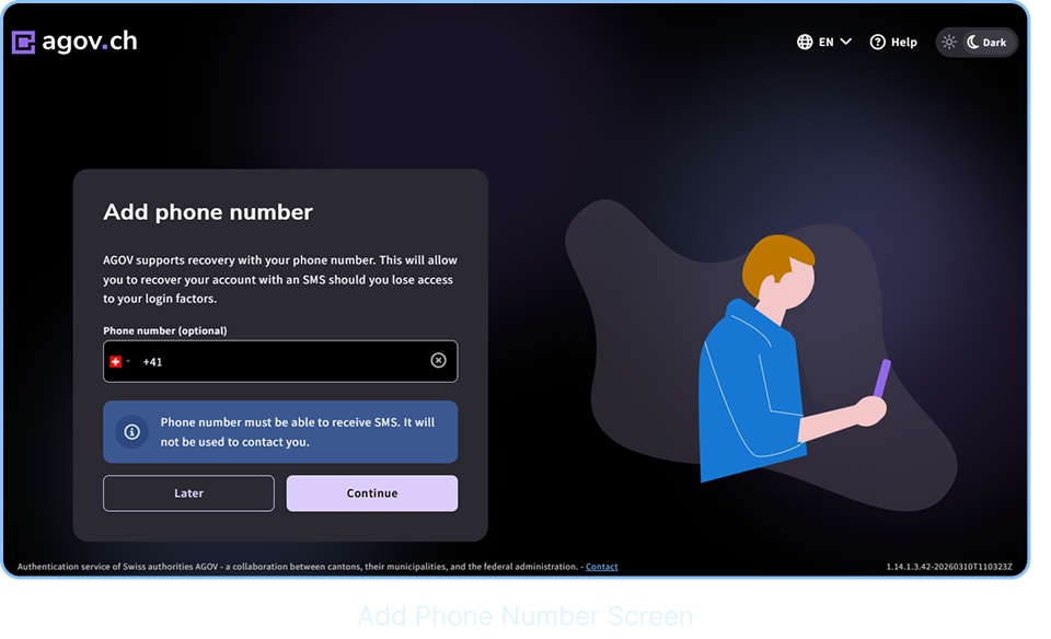 Add Phone Number Screen