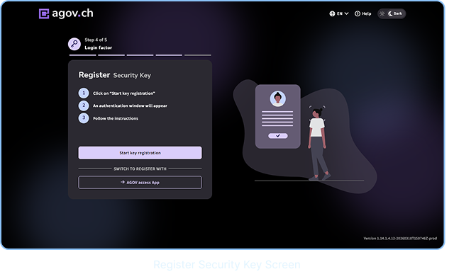 Register Security Key Screen
