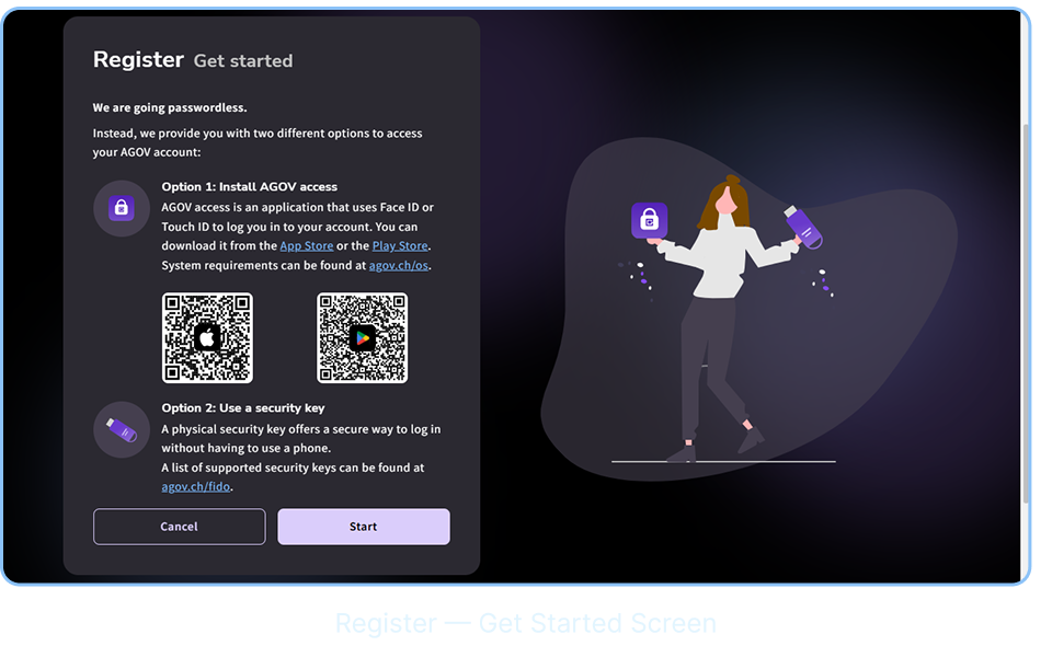 Register — Get Started Screen