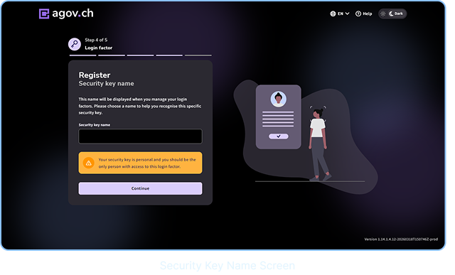 Security Key Name Screen