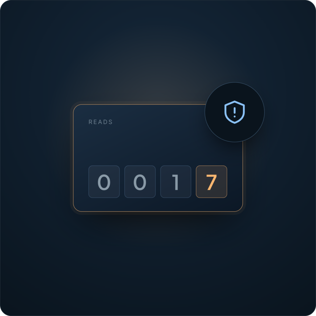 Tamper-evident audit counter — every share read during recovery is counted on the storage card