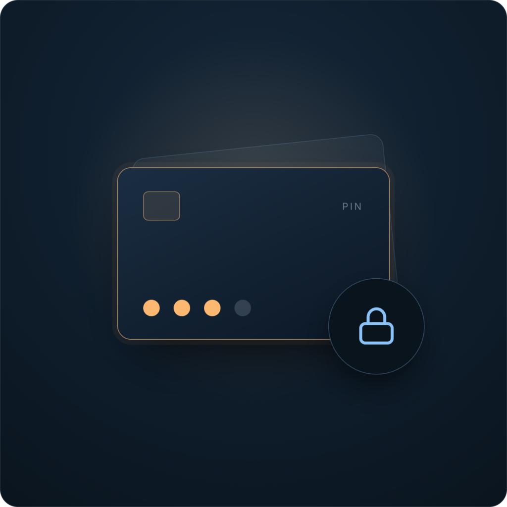 PIN-protected Shamir storage card — three wrong attempts lock the card