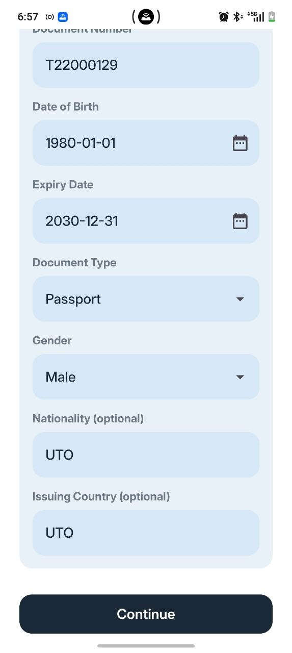 Reviewing document type, gender and country in Cryptnox Wallet identity verification