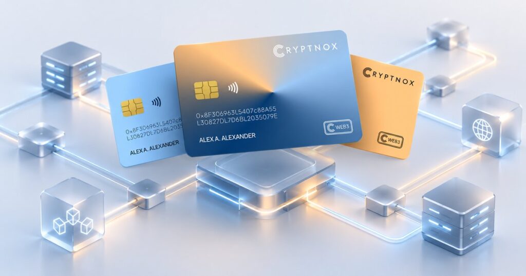 C-WaaS blockchain card scheme: Cryptnox wallet cards connected to on-chain settlement nodes